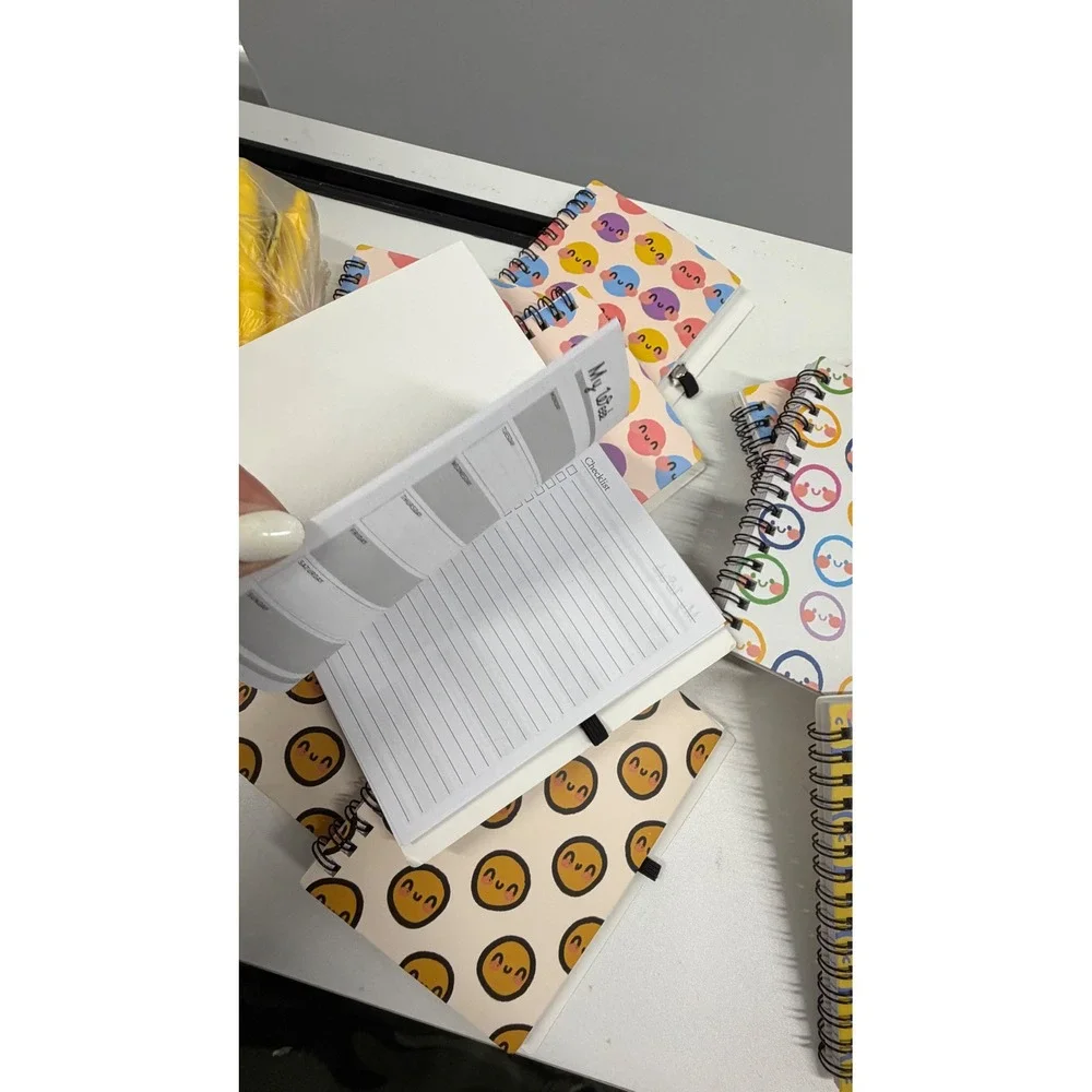 72 pcs Smiley Face Stationery Set Spiral Notebooks Weekly Planner Checklist Pens